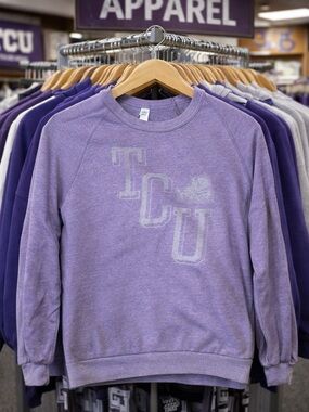 TCU Sweatshirt Womens Large Purple Alternative Earth Lightweight Vintage Fit